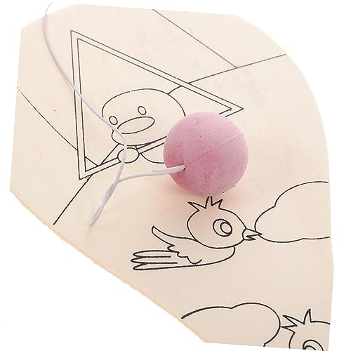 Toyvian 4pcs Graffiti Blank Racket Wooden Paddle Ball Toy Paddle Paint Toy Paddle Draw Toy Unfinished Wood Racket Classic Paddleball Wooden Catch Toyvian