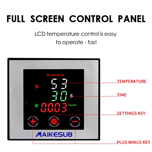 MAIKESUB Hat Heat Press Machine 6x3.2Inch Curved Element Cap Heat Press Clamshell Design Heat Press for Hats Rigid Steel Frame No Stick Digital LCD MAIKESUB
