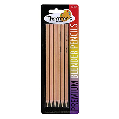 Thornton's Art Supply Premium Colorless Blender Pencil Wax Based for Drawing Sketching Blending Shading | Kids and Adult Artwork | Pack of 6 - WoodArtSupply