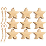 Tatuo 100 Pieces Christmas Wooden Star Ornaments Star Wooden Ornaments Cutouts for Crafts Hanging Ornaments with Ropes for Embellishments, Wedding, Tatuo