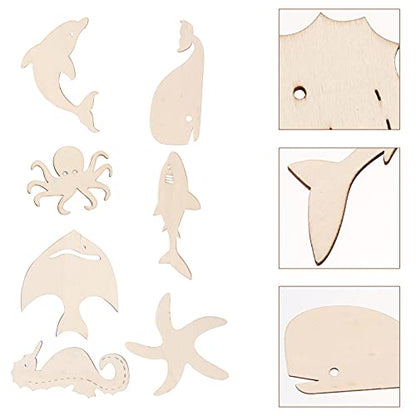 ARTIBETTER 28Pcs Unfinished Wood Cutouts Ocean Animals Wooden Paint Crafts for Kids Home Decor Ornament DIY Craft Art Project Octopus Shark Whale - WoodArtSupply