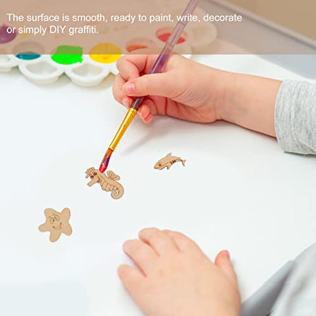 Abaodam 100pcs Sea Animals Wood Slices Octopus Turtle Seahorse Shark Wooden DIY Craft Cutout Unfinished Ocean Animals Wood Ornaments Gift Pieces Tags Abaodam