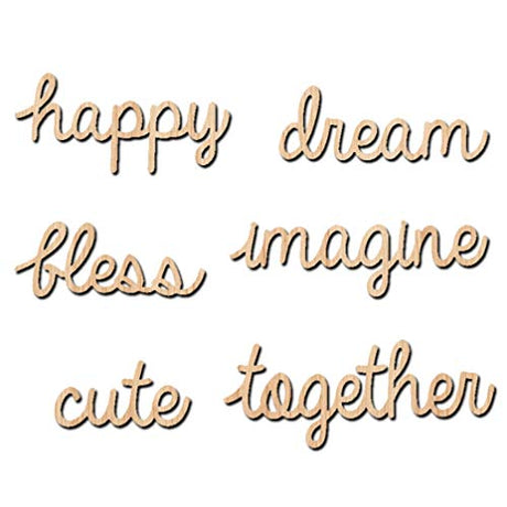 MILISTEN Word Families Word Families 6PCS Wood Letters Pieces Embellishments Unfinished Wood Word Cutouts Chips Wooden Signs DIY Craft Wood Slices Milisten