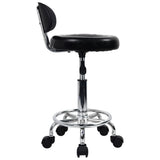 KKTONER PU Leather Modern Rolling Stool with Low Back Height Adjustable Work Salon Drafting Swivel Task Chair with Footrest (Black) KKTONER