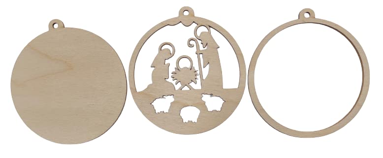 Nativity Scene Door Sign 3 Pieces Laser Cut Out Unfinished RND35 The Wood Shape Store