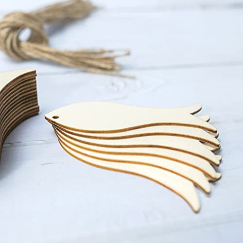 Mini Fish Hanging Wood Sea Fish Shape Unfinished Wood with Twines DIY Craft Ornament for Christmas Wedding Birthday Birthday Sea Theme Party Lamantery