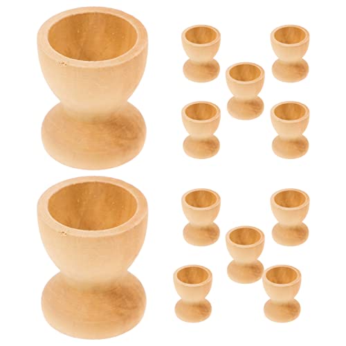 Kisangel 12pcs Unfinished Wood Easter Egg Stand Wooden Egg Cup Holders Wooden Egg Stands for Display(Wooden Egg Tray) Kisangel