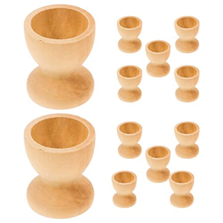 Kisangel 12pcs Unfinished Wood Easter Egg Stand Wooden Egg Cup Holders Wooden Egg Stands for Display(Wooden Egg Tray) Kisangel