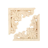 MUXSAM Furniture Applique, 8x8cm/3.15"x3.15", Wood Carved Corner Onlay Unpainted Frame Decal for Wall Cabinet Door Bed Dresser Mirror MUXSAM
