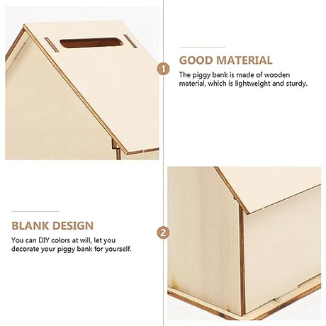 Kisangel 15 pcs Paintable Piggy Bank Unfinished Wooden Houses for Crafts Paint Birdhouse Change DIY Saving House for Money Crafting Banks Kisangel
