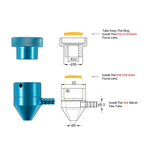 Ultrarayc k40 Laser Head with Air Assisted Connector 12mm/16mm/18mm for K40 Laser Engraving air Engraver Machine - WoodArtSupply