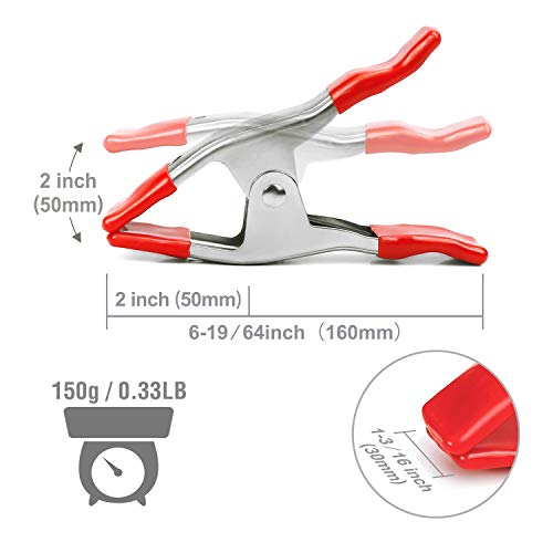 WORKPRO 8-pack Spring Clamps for Woodworking, 6-19/64 inch Large Steel Clamp Set, 2 inch Jaw opening, Nickel-plated, Heavy Duty Clips for Backdrops WORKPRO