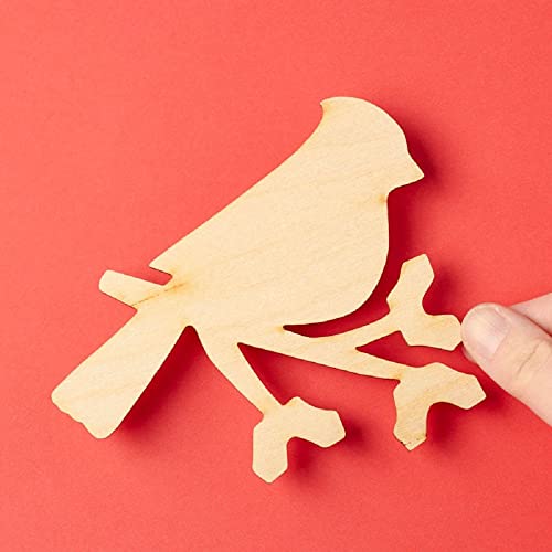 Pack of 24 Unfinished Wood Cardinal Cutouts by Factory Direct Craft - Wooden Cardinal on a Branch Blank DIY Shapes for Holiday Decorating and Factory Direct Craft