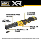 DEWALT 20V MAX XR Cordless Ratchet Set, 3/8" and 1/2" Sealed Head Ratchet, Battery and Charger Included (DCF510GE1), Black DEWALT