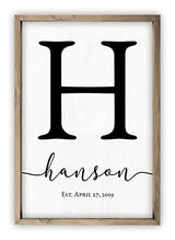 Framed Wooden Family Name Sign Personalized Wood Monogram Choose from Four Sizes (12" x 18", Weathered Grey Frame, White Background) MRC Wood Products