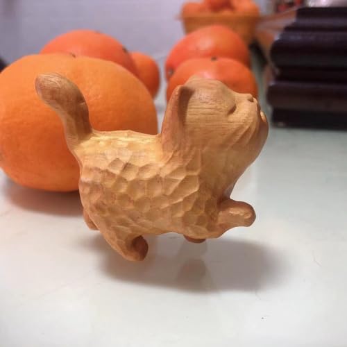 Dsadrwq 1 Pcs Wooden Carved Cat Ornaments Handmade Wood Carved Cats Cat Memorial Statues Cat Figurines for Home Decor Accents Dsadrwq