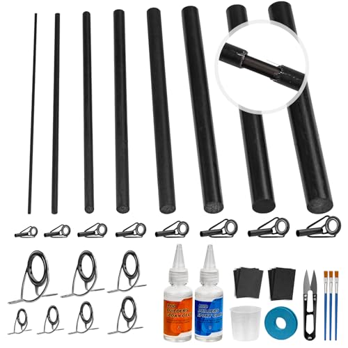 THKFISH Fishing Rod Repair Kit with Carbon Fiber Sticks Rod Tips Repair kit Rod Eyelet Replacement kit Pole Repair Kit Complete for Rod Building - WoodArtSupply