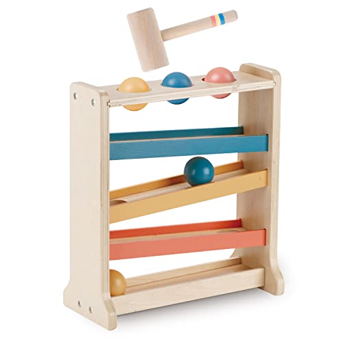 Twefex Montessori Ball Tracker, Award Winning Durable Pound A Ball Drop Toy, Early Developmental Montessori Toys, Wooden Toys for Toddlers 1-3 Year Twefex