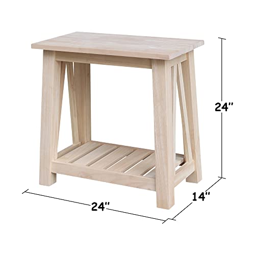 IC International Concepts Side Table, Ready to Finish - WoodArtSupply