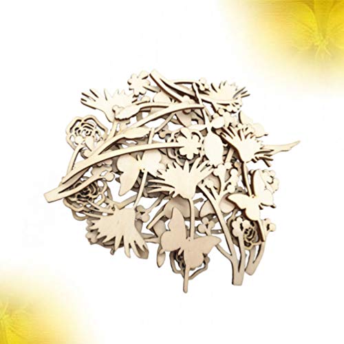 Happyyami 30pcs Wooden Flowers for Crafts Unfinished Wood Cutouts Wood Shapes Slices for DIY Wedding Birthday Party Favors Centerpieces (Assorted Happyyami