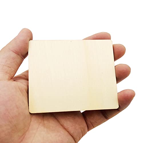 20 Pcs Unfinished Wood Pieces, 3 x 3 Inch Blank Natural Slices Wood Square for DIY Crafts Painting, Scrabble Tiles, Coasters, Decoration MYYZMY