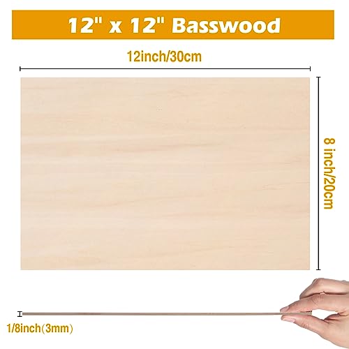 Thin Wood Sheets for Crafts, Wood Burning, Basswood Plywood (8 Pack)