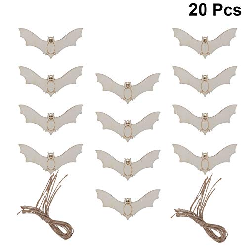 LIOOBO 20PCS Halloween Ghost Festival Decoration Props Puzzle Graffiti Wood Chip Bat Wooden Pendant for Arts and DIY Crafts Creative Decorations LIOOBO