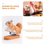 Stapler Set 1PC Wooden Animal Stapler, Squirrel Staplers for Desk, Squirrel Desktop Stitcher Handmade Wood Carving Statue Sculpture for Office Zerodeko