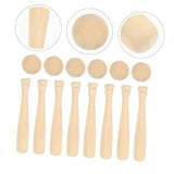 Abaodam 60 Pcs Mini Baseball Unfinished Wooden Toy Unfinished Wooden Baseball Bats Unfinished Wood Baseball Abaodam