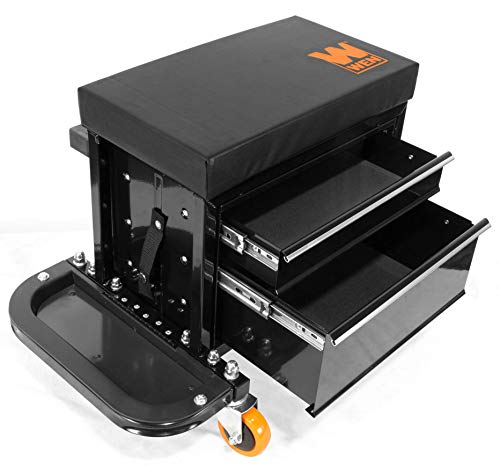 WEN GG1400 400-Pound Capacity Garage Glider Rolling Tool Chest Seat with Storage Pouch WEN
