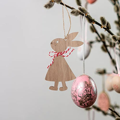 SEWACC 6pcs Easter Bunny Wooden Cutout Unfinished Wood Bunny Slices Wooden Rabbit Hanging Ornament Unpainted Easter Wood Slice Easter Party Crafts - WoodArtSupply