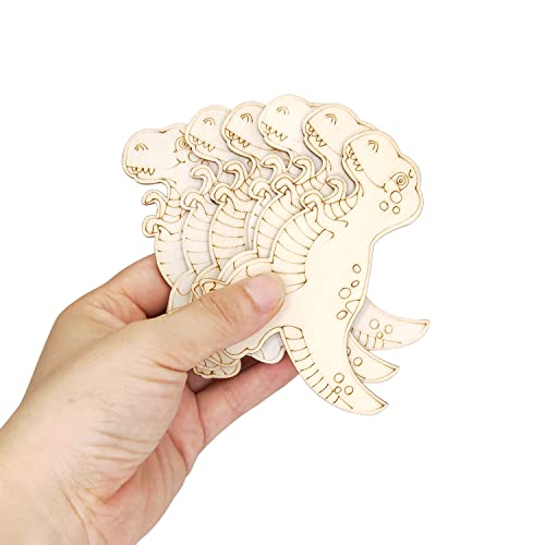 48 Pack Wood Dinosaur Cutouts Unfinished Wooden Dinosaur Hanging Ornaments DIY Dinosaur Animal Craft Gift Tags for Home Party Decoration Craft