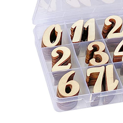 2 Inch 196 Pieces Wooden Numbers Unfinished Wood Numbers 0-9 for Crafts,with Sorting Grid Organizer - WoodArtSupply