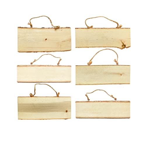6-Pack Wood Signs Basswood Rectangle Plaque Wooden Slice for Crafts Burning Carving (4x10x0.42 in) Cregugua