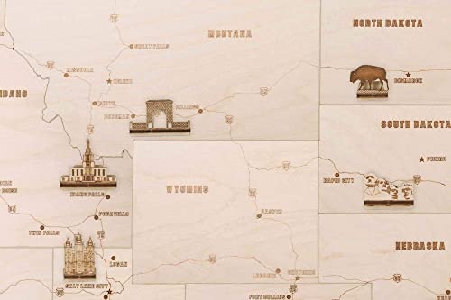 Wood Trick Wooden United States Map Kit for Wall - w/Landmarks Cities & Routes - Big - 52x32″ - Perfect Wood Gift for Travel Wedding & Decor - Very - WoodArtSupply