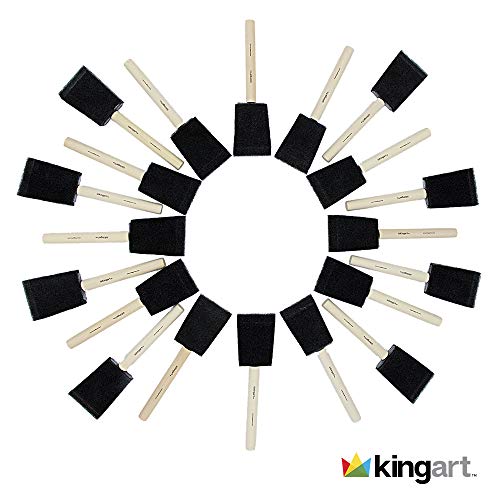  KINGART 242-20 Foam 20 Pc. Value Pack 2 Brush Set, Short Wood  Handle, for Oil, Acrylic & Watercolor Paint, Great for Crafts, DIY Home  Projects, Hobbies & Group Activities : Arts