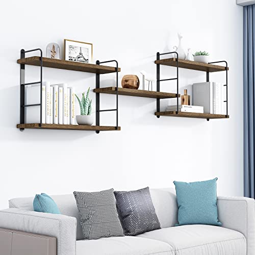 Rustic Wall Mounted Floating Shelves by MXCSE – Stylish Wood Storage Solution for Any Room MXCSE