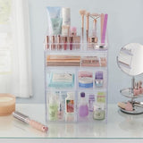 STORi Audrey Stackable Clear Bin Plastic Organizer Drawers | 2 Piece Set | Organize Cosmetics and Beauty Supplies on a Vanity | Made in USA STORi
