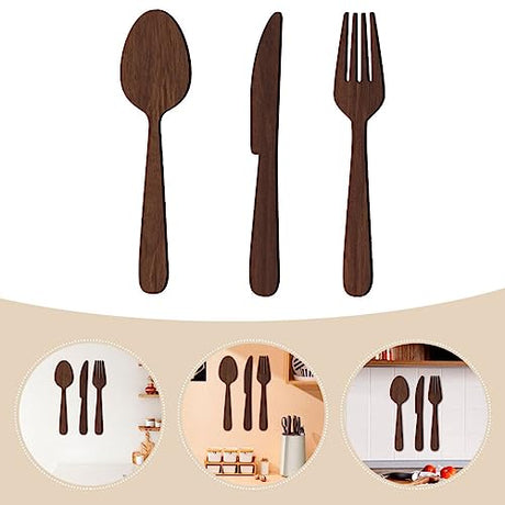 ABOOFAN 1 Set Wooden Fork Spoon Sign Room Decor Dining Room Wall Decor Kitchen Rustic Art Fork and Spoon Wall Decor Wall Decor Living Room Eat Sign ABOOFAN