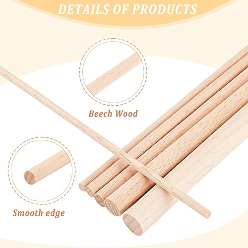 OLYCRAFT 36Pcs Dowel Rods Wood Sticks 3mm 4mm 5mm 6mm 8mm 10mm Assorted Sizes Beech Wood Sticks Unfinished Dowel Round Wood Dowels for DIY Projects