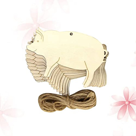 ABOOFAN 10pcs Blank Pigs Chips Wood Label Tags Wood Pigs Slices Deer Out Wooden Pigs Embellishments Unfinished Wood Pigs Gift Label Home Decorations ABOOFAN