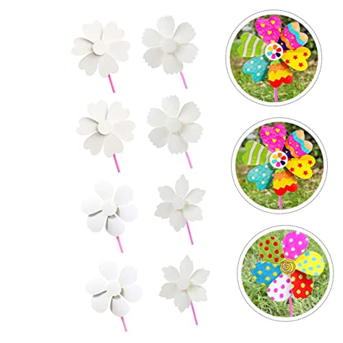 FUNOMOCYA 8pcs Hand-Painted Windmill White Craft Pinwheels Kids Hand Windmill Pinwheel Toy Unfinished Pinwheels DIY Paper Windmills Pinwheels Crafts FUNOMOCYA
