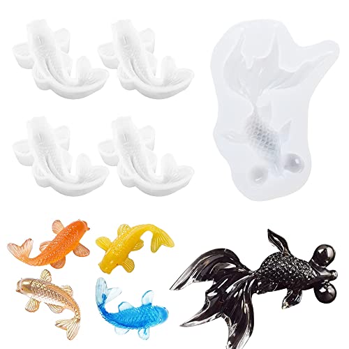 Yayatty Koi Fish Silicone Resin Molds, 5 Pcs Goldfish Fondant Silicone Resin Epoxy Molds for Charms Making Jewelry Home Decoration - WoodArtSupply