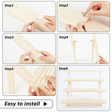 NBEADS 4-Tier Wooden Display Stand Riser, 12-Slot Earring Ring Holder Detachable Unfinished Wood Retail Jewelry Card Display Stand with Groove for NBEADS