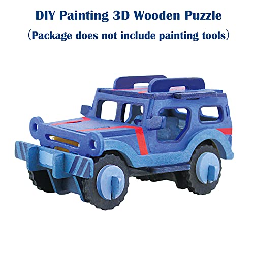 Georgie Porgy 3D Wooden Puzzles for Kids Toys Construction Woodcraft Kits DIY Model Puzzle Kits Birthday Gifts Pack of 3 (Sports Cars Off-Road Georgie Porgy