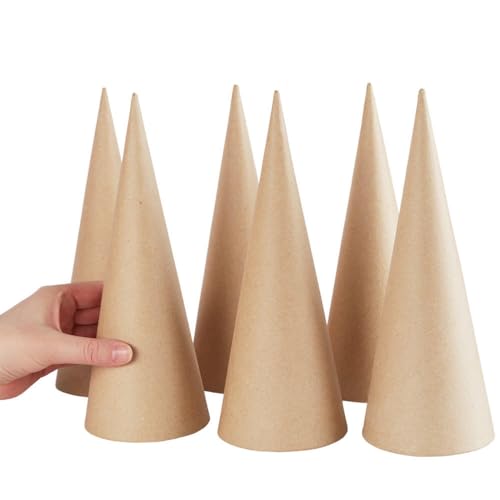 Factory Direct Craft Open Bottom Paper Mache Cones - Pack of 6 Cardboard Papier Mache Cones for DIY Crafts, Gnomes, Holiday Angels, Christmas Trees Factory Direct Craft