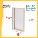 U.S. Art Supply 8" x 16" Birch Wood Paint Pouring Panel Boards, Gallery 1-1/2" Deep Cradle (Pack of 3) - Artist Depth Wooden Wall Canvases - Painting U.S. Art Supply