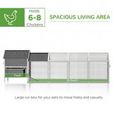 PawHut 162" Large Chicken Coop Wooden for 6-8 Chickens with Handles, Outdoor Chicken Cage Hen House with 2 Nesting Boxes, Water-Resistant Roof, PawHut