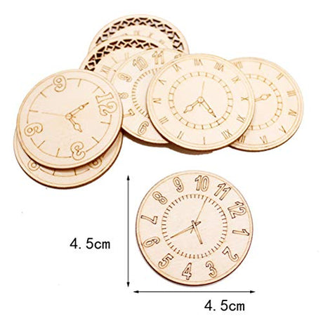 Amosfun Unfinished Wood Cutouts Natural Clock Wood Pieces for DIY Craft Decorations Children's Party Decoration 8 Pcs Amosfun