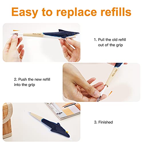 NULYDO 100% Handmade Wood Carved Animal Gel Pen | Shark, Cute Stationary School Supply Office Supply, Fun Pen Novelty Writing Pen, Unique Gift Pen NULYDO